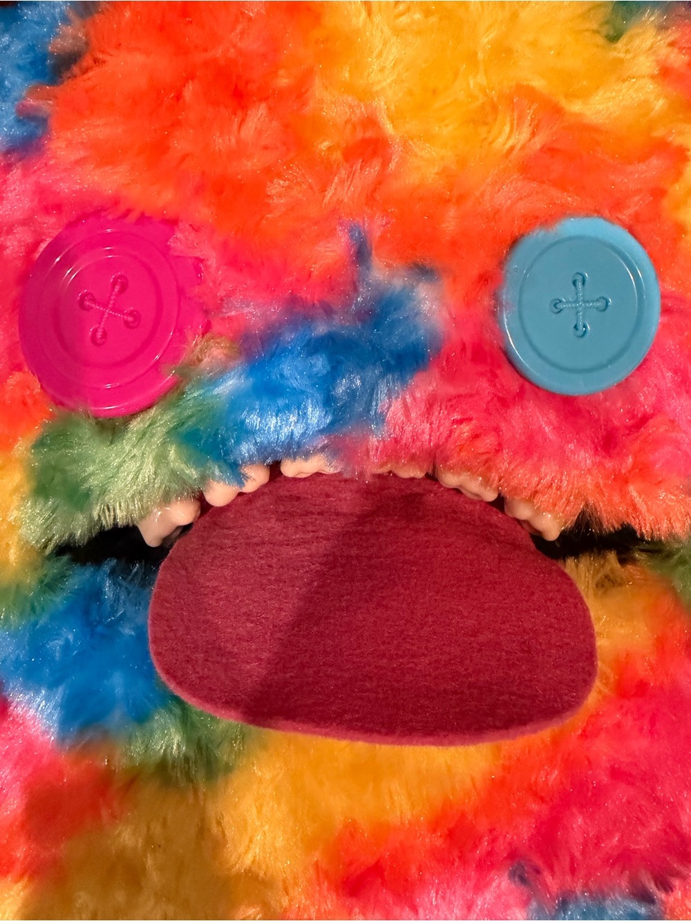 Plush Rainbow Monster Stuffed Animal with Button Eyes